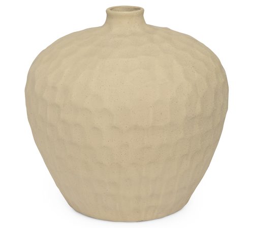 Vaso em Cerâmica Redondo Bege P - 24,5cm x 23cm