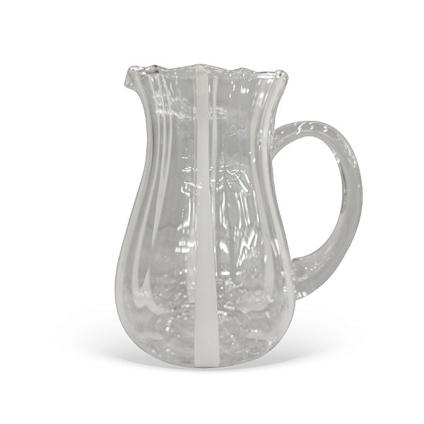 Jarra em Vidro Transparente com Listras Branca - 1.970ml
