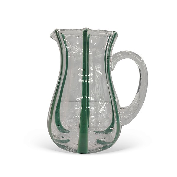 Jarra em Vidro Transparente com Listras Verde - 1.970ml