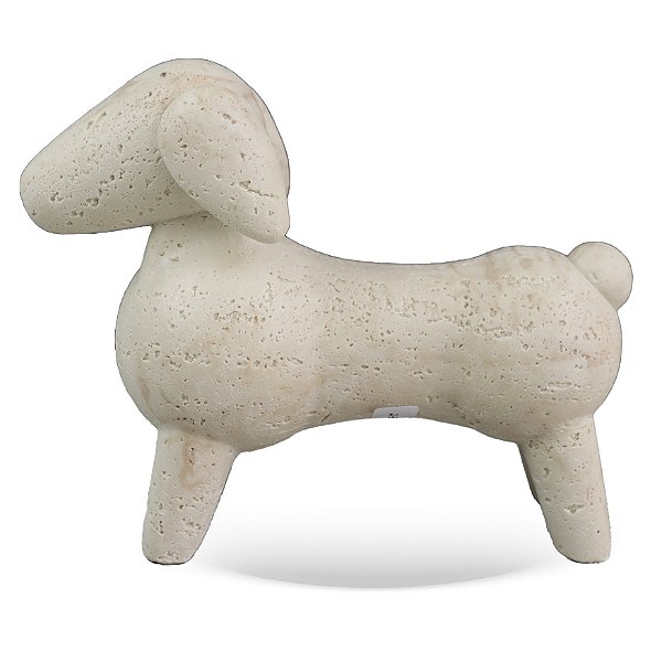 Cachorro Decorativo em Resina Estilo Travertino Bege - 20cm