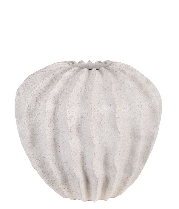 Vaso Estriado em Polirresina Off-White - 28cm x 30cm