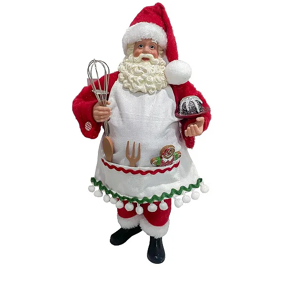 Papai Noel Decorativo em Resina Vermelho e Branco Natal - 38cm