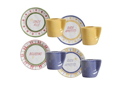 Conjunto Xícara de Chá com Pires Summer 300ml - 4 Unidades Diversas