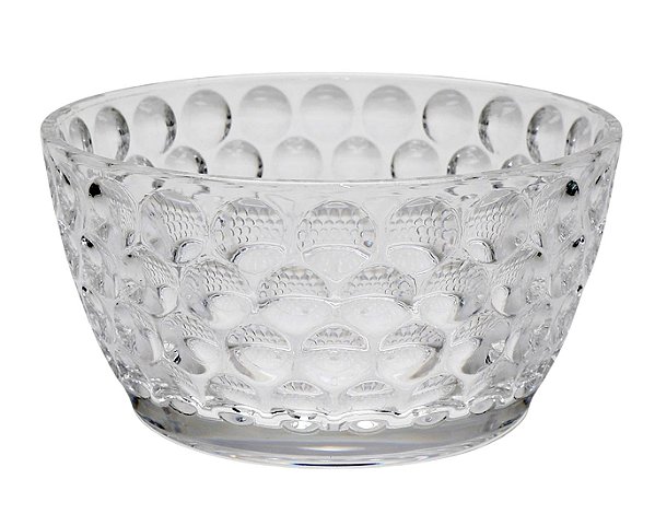 Bowl em Acrílico Lapidado Círculos Transparente - 14cm x 7cm