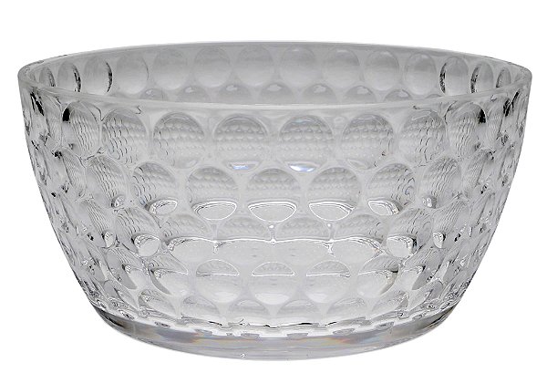 Saladeira Acrílico Lapidado Círculos Transparente - 25,3cm x 12cm