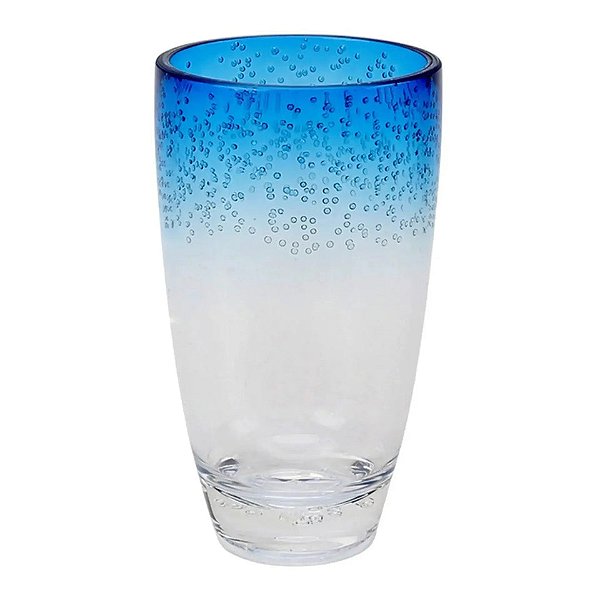 Copo Longo em Acrílico Bolhas Topo Degradê Azul - 470ml