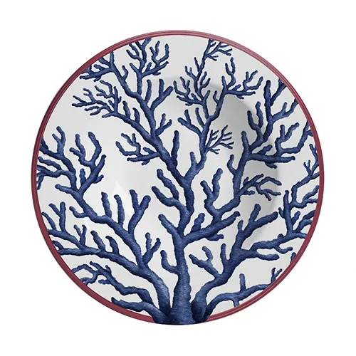 Conjunto com 6 Pratos Fundos Coral Gables Azul - 25cm