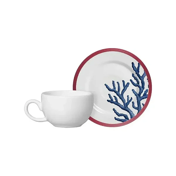 Conjunto com 6 Xícaras de Café com Pires Coral Gables Azul - 80ml