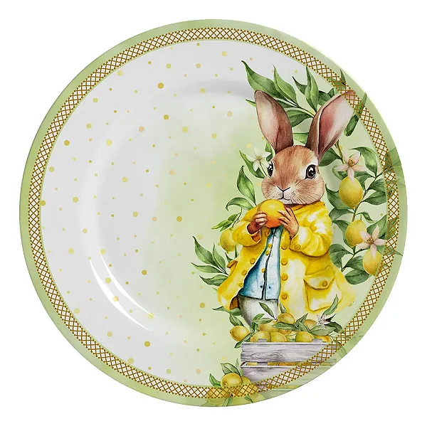 Conjunto com 6 Pratos Sobremesa Doce Limone Páscoa - 21cm