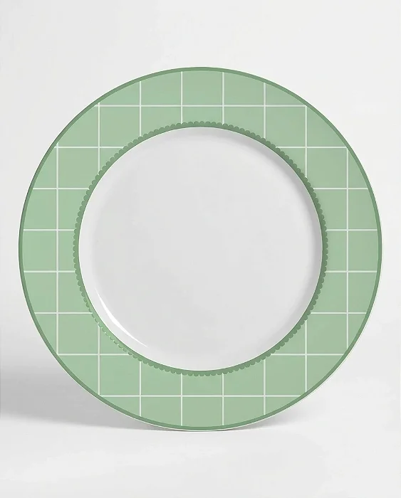 Conjunto com 6 Pratos Rasos Laços de Páscoa Verde - 29cm