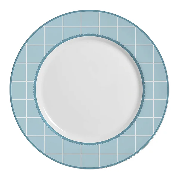 Conjunto com 6 Pratos Rasos Laços de Páscoa Azul - 29cm