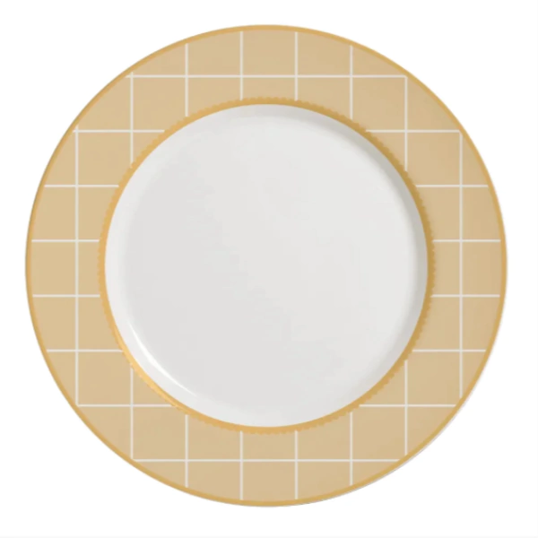 Conjunto com 6 Pratos Rasos Laços de Páscoa Amarelo - 29cm