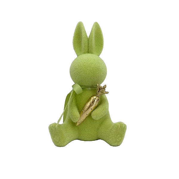 Coelho em Resina Flock Verde Carrot Páscoa