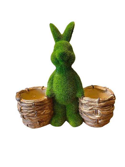 Coelho com os Cestos Rattan Jardim Páscoa - 25cm