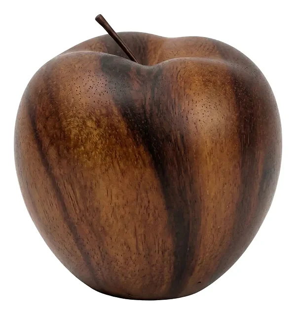 Maça Decorativa em Cerâmica Estilo Madeira Marrom - 12,5cm x 11cm