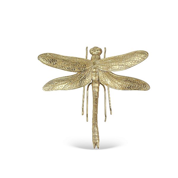 Libélula Decorativa para Parede em Resina Dourada