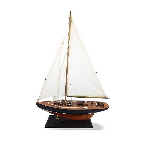 Barco a Vela Decorativo em Madeira Preto M - 48cm