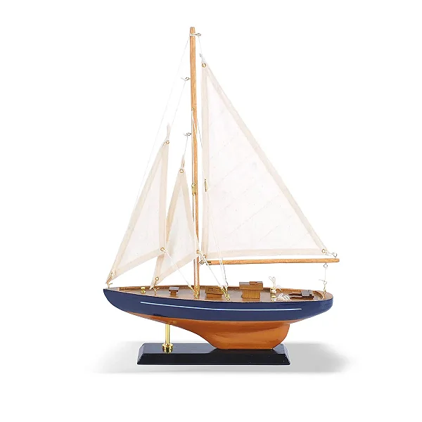 Barco a Vela Decorativo em madeira Azul - 43cm x 30cm