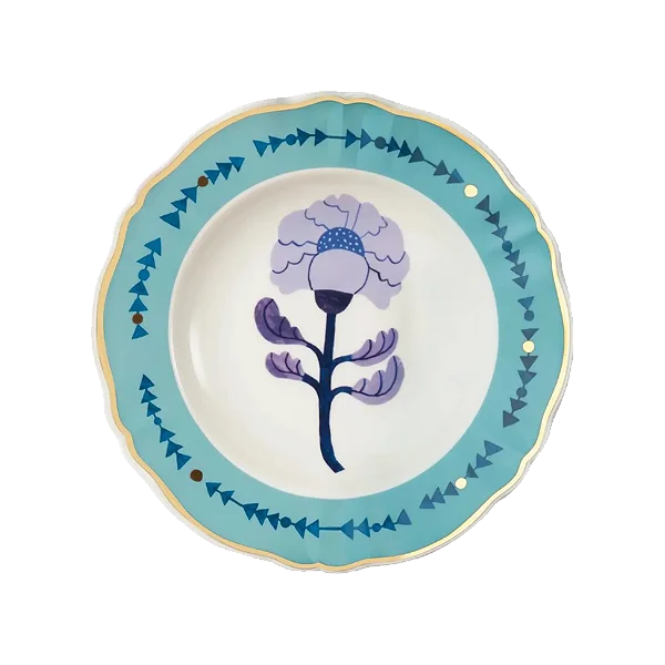 Prato Fundo em Porcelana Botânica Peonia Azul Bitossi - 24cm