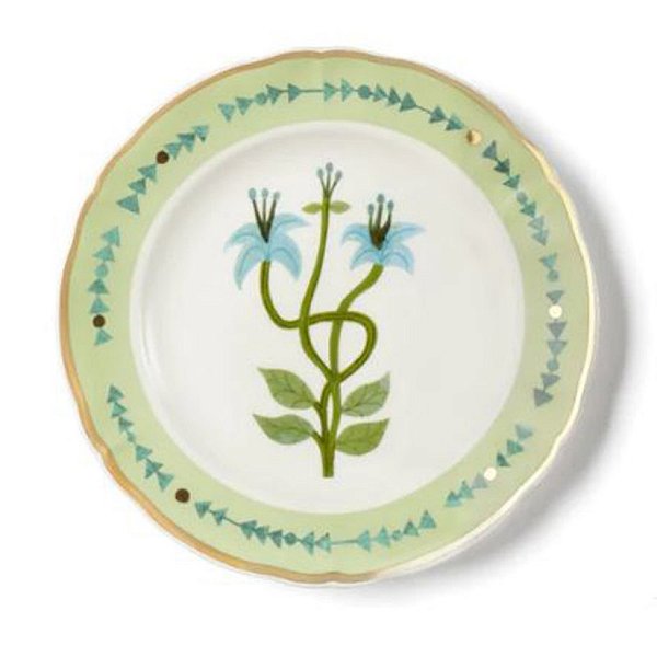 Prato de Sobremesa em Porcelana Botânica Fiordal Verde Bitossi - 20,5cm