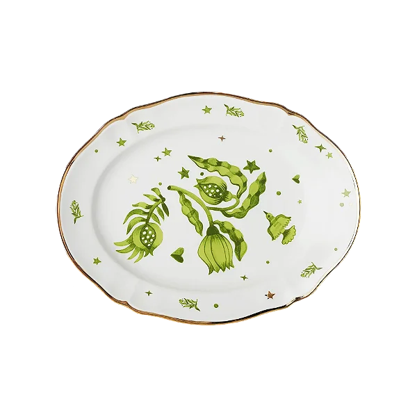 Travessa Oval Floral Verde Bitossi - 34cm