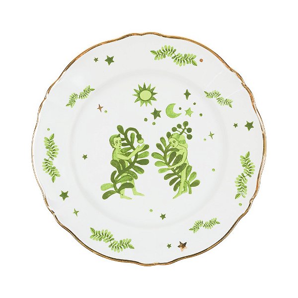 Prato Raso Floral Verde Bitossi - 26,5cm