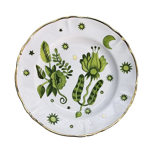 Prato de Sobremesa Floral Verde Bitossi - 20,5cm