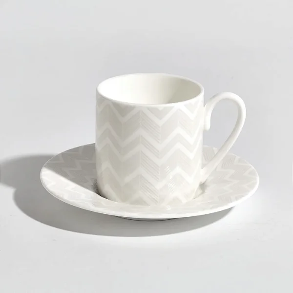 Conjunto com 2 Xícaras e 2 Pires Café Zig Zag Branco Missoni - 100ml