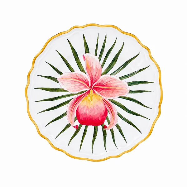 Prato Sobremesa Orquídea Brasileira Vermelho 21cm - Marcelo Antunes & Les Ottomans