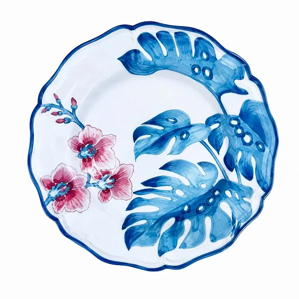 Prato Raso Orquídea Brasileira Azul 27cm - Marcelo Antunes & Les Ottomans