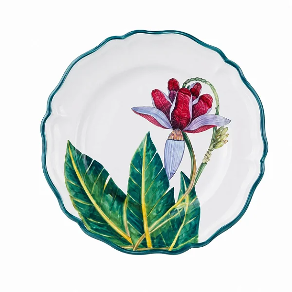 Prato Raso Orquídea Brasileira Vinho 27cm - Marcelo Antunes & Les Ottomans
