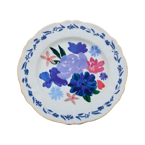 Prato Raso "Dipinto Bouquet" Azul Bitossi - 27cm