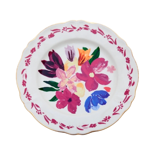 Prato Raso "Dipinto Bouquet" Porpora Bitossi - 27cm