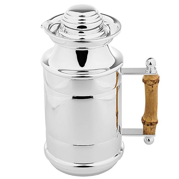 Garrafa Térmica de Prata com Bambu 250ml - Shefield Plate