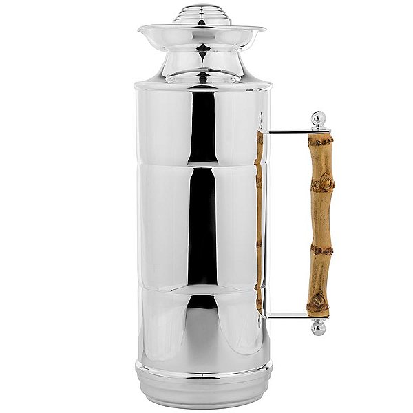 Garrafa Térmica de Prata com Bambu 1lt - Shefield Plate