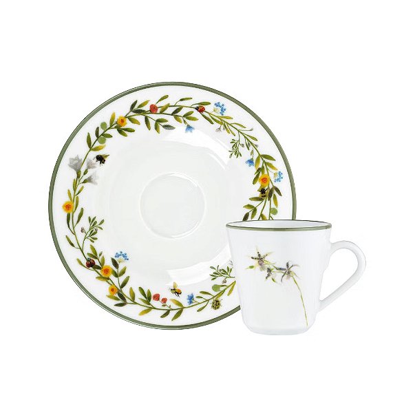 Xícara de Café com Pires Flora 70ml - Mameg