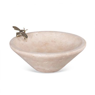 Bowl em Mármore Travertino com Detalhe Abelha Dourada - 16cm