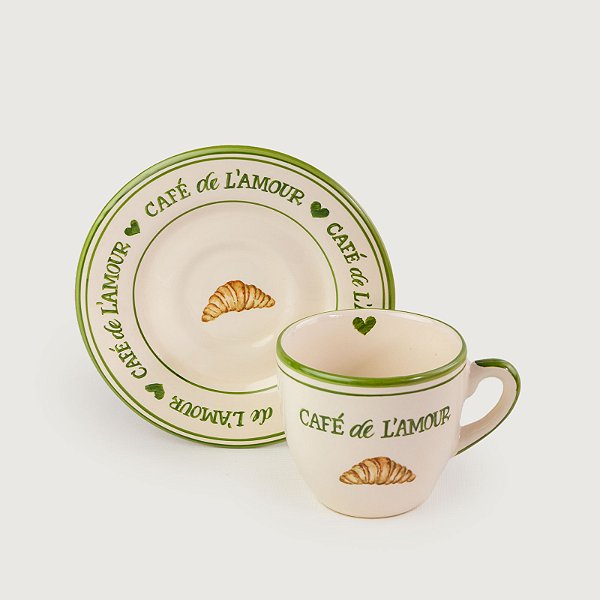 Xícara de Café com Pires Café de L'amour Croissant