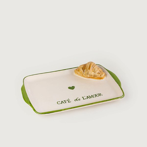 Travessa Retangular Café de L'amour Croissant G - 27cm x 18cm