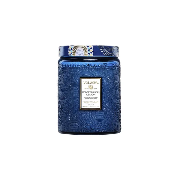 Vela Pote de Vidro G Relevo Mediterranem Lemon 100h - Voluspa