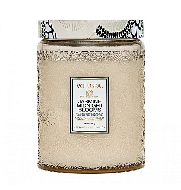 Vela Pote de Vidro G Relevo Jasmine Midnight Blooms 100h - Voluspa