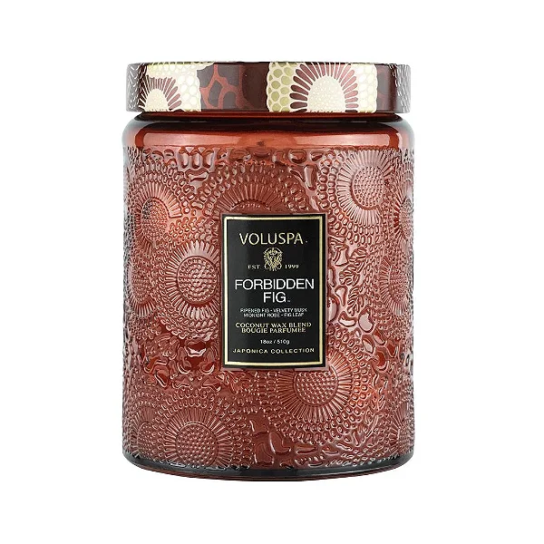 Vela Pote de Vidro G Relevo Forbidden Fig 100h - Voluspa