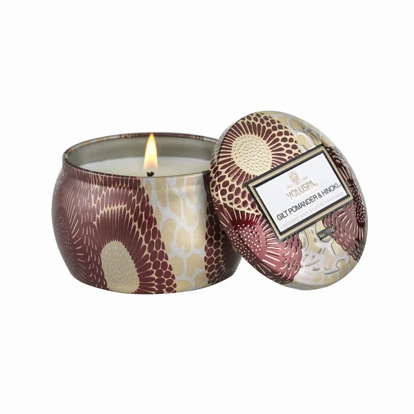Mini Vela Lata Gilt Pomander e Hinoki Voluspa 25h - Voluspa