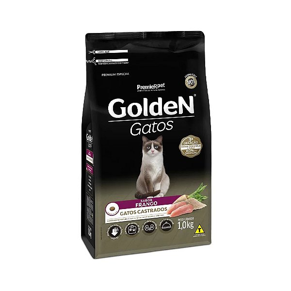 Ração Golden para Gatos Adultos Castrados Sabor Frango