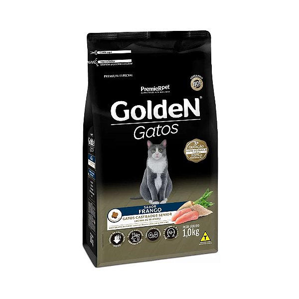 Ração Golden para Gatos Sênior Castrados Sabor Frango