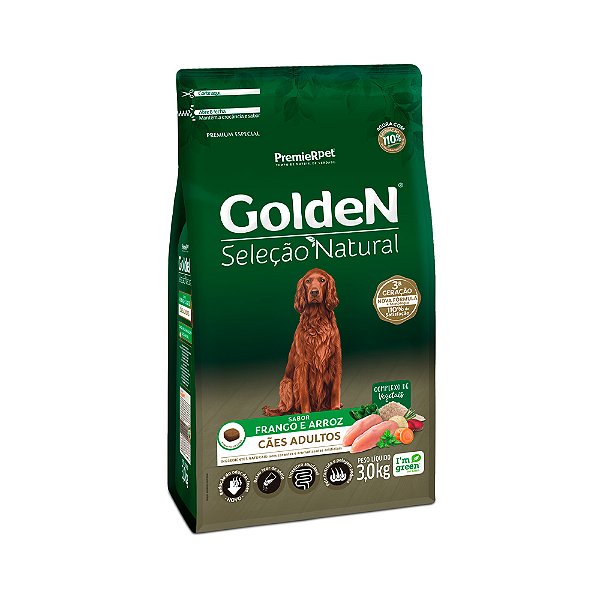 Ração Golden Seleção Natural para Cães Adultos sabor Frango com Arroz