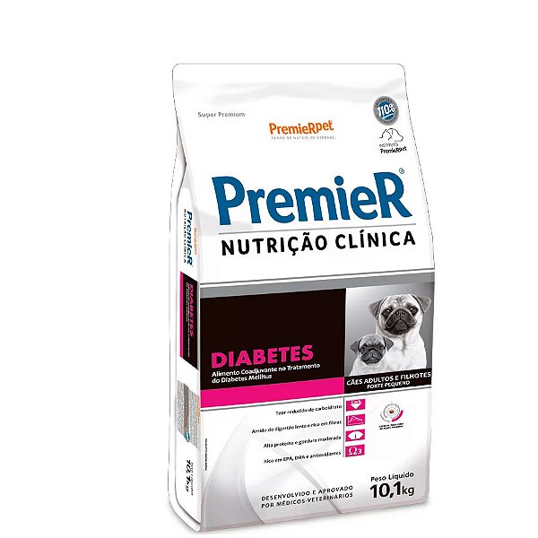 Ração Premier Nutrição Clínica Diabetes Cães Adultos e Filhotes de Porte Pequeno
