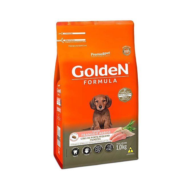 Ração Golden Fórmula Mini Bits para Cães Filhotes de Porte Pequeno Sabor Frango e Arroz