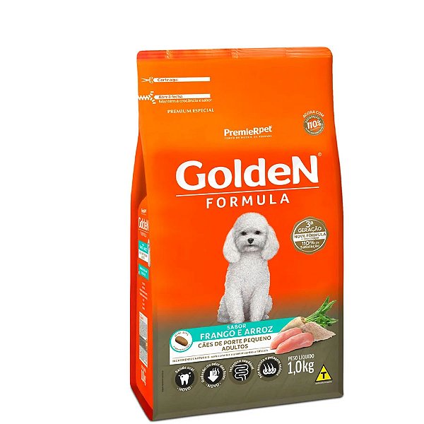 Ração Golden Fórmula Mini Bits para Cães Adultos de Porte Pequeno Sabor Frango e Arroz