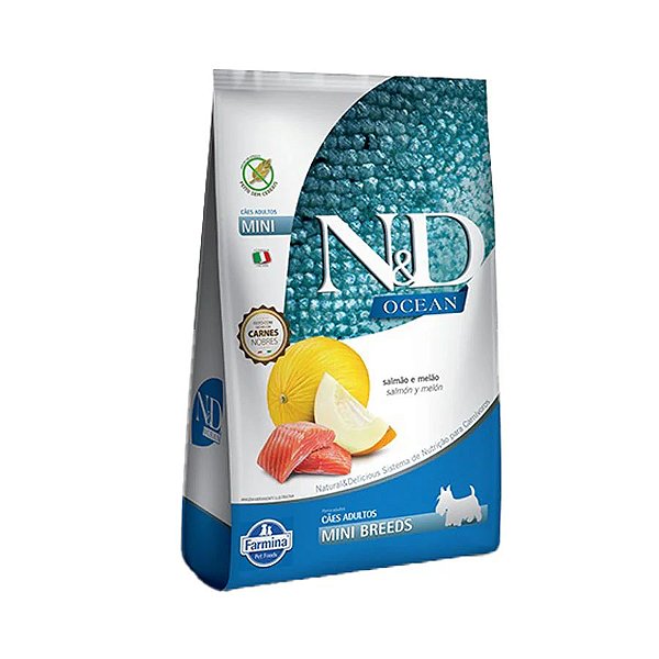 Ração Farmina N&D Ocean Cães Adultos de Porte Mini Sabor Salmão e Melão